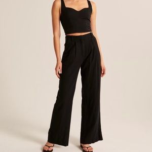 A&F Linen-Blend Tailored Wide Leg Pant